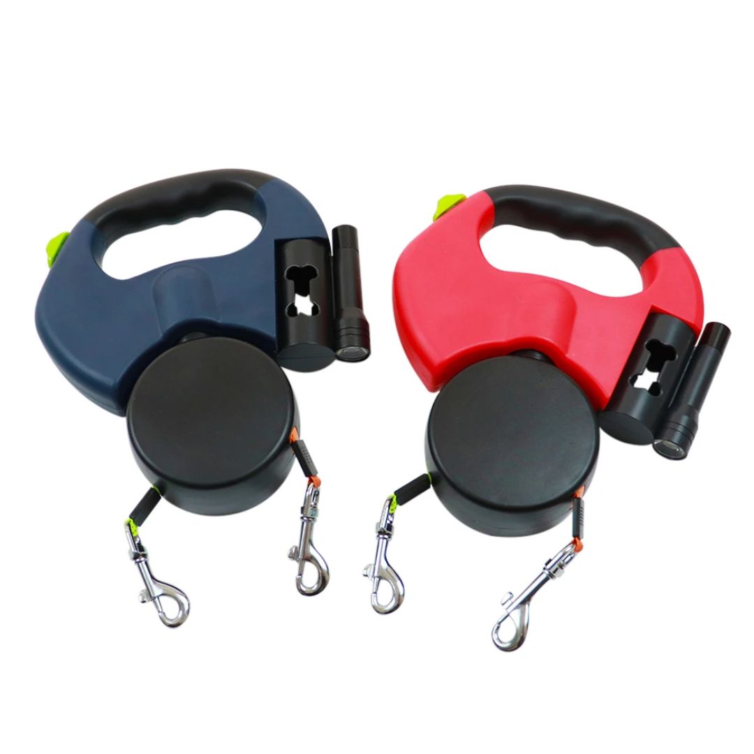 Skládací vodítko pro psy – S LED lampou a dávkovačem sáčků