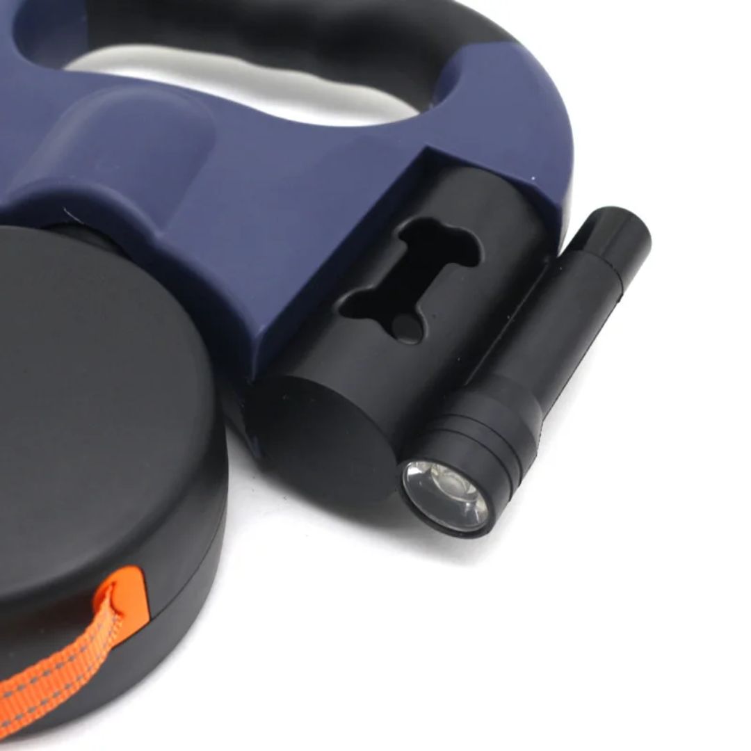 Skládací vodítko pro psy – S LED lampou a dávkovačem sáčků