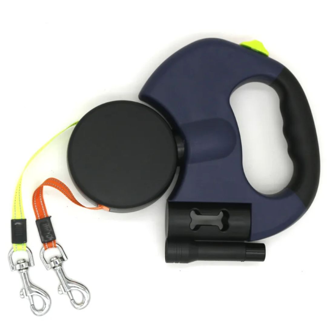 Skládací vodítko pro psy – S LED lampou a dávkovačem sáčků