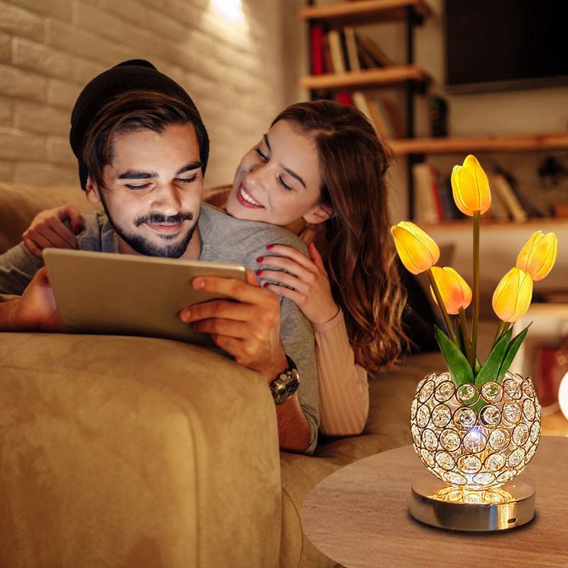 מנורת לילה מגע – ברק קריסטלי אלגנטי