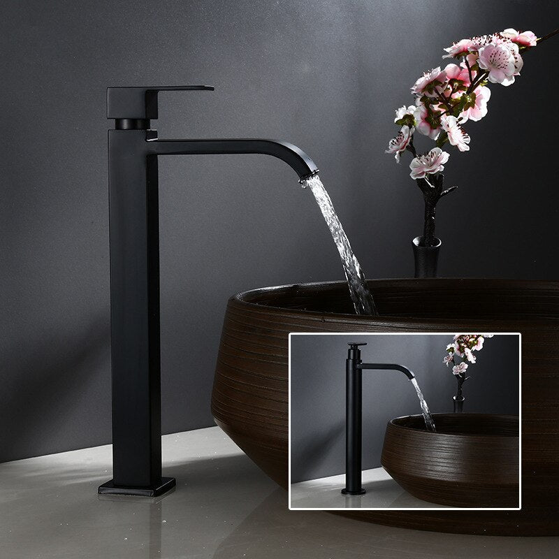 Elevated Basin Faucet – Elegant Matte Black Finish