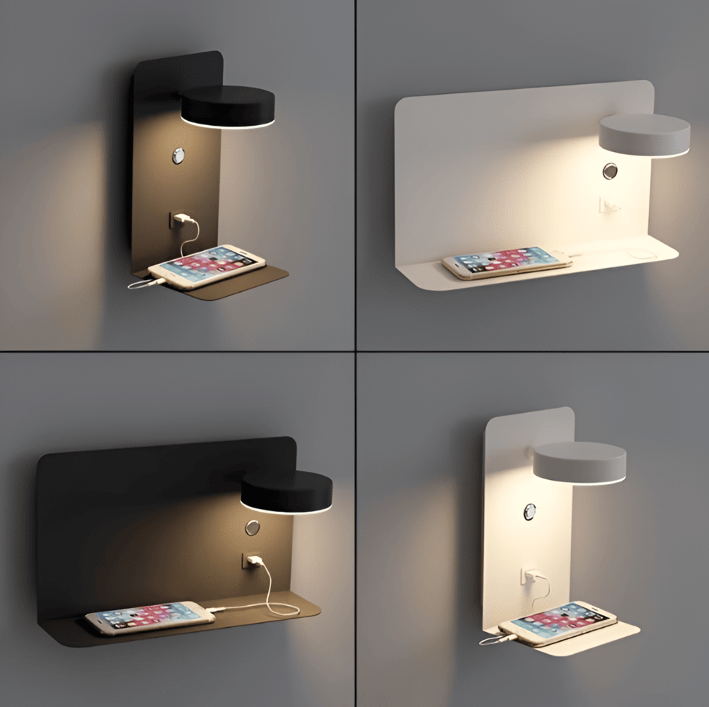 Lampe Murale Led Avec Étagère Et Port USB — vue 4