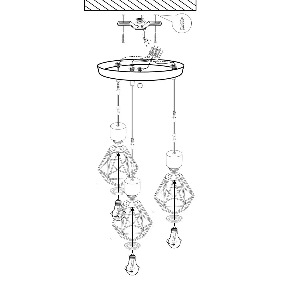 Suspension Cage Métal et Bois Style Vintage Industriel
