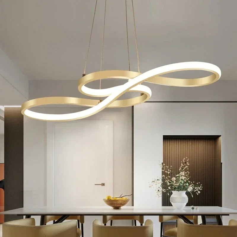 Suspensão LED Moderna em Anéis – Design Elegante e Futurista 
