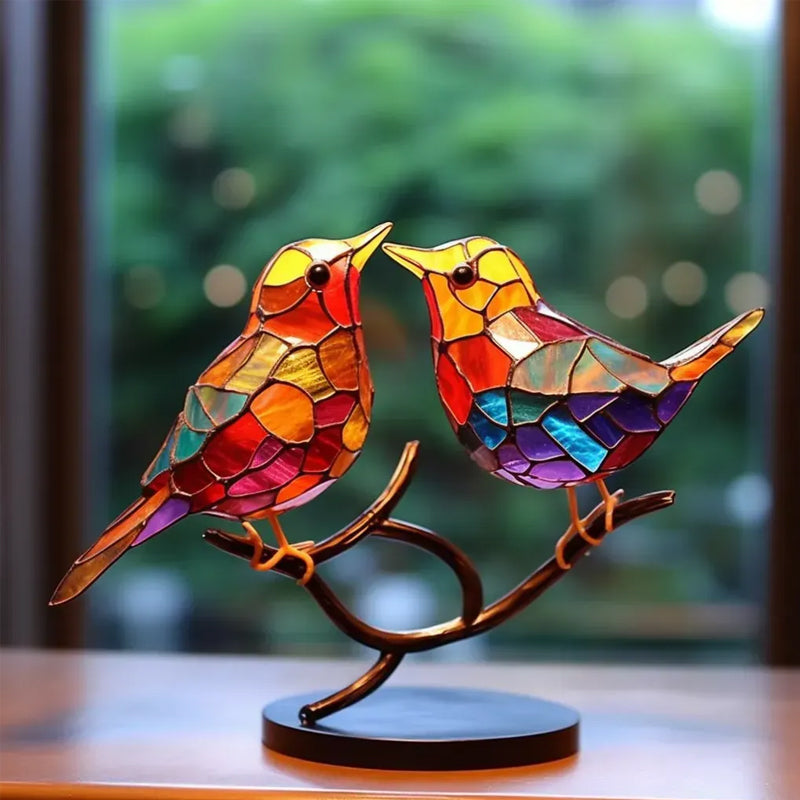 Ornament decorativ – Păsări așezate pe o ramură 