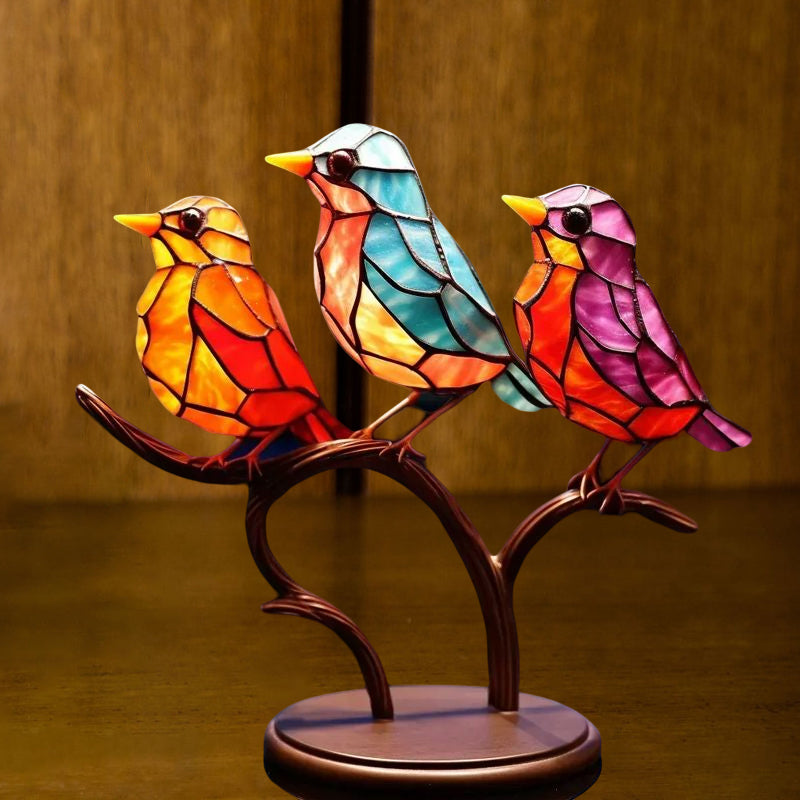 Ornament decorativ – Păsări așezate pe o ramură 