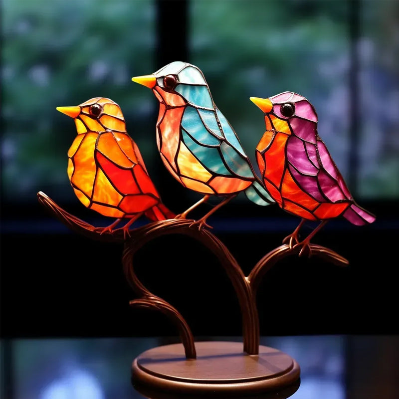 Ornament decorativ – Păsări așezate pe o ramură 