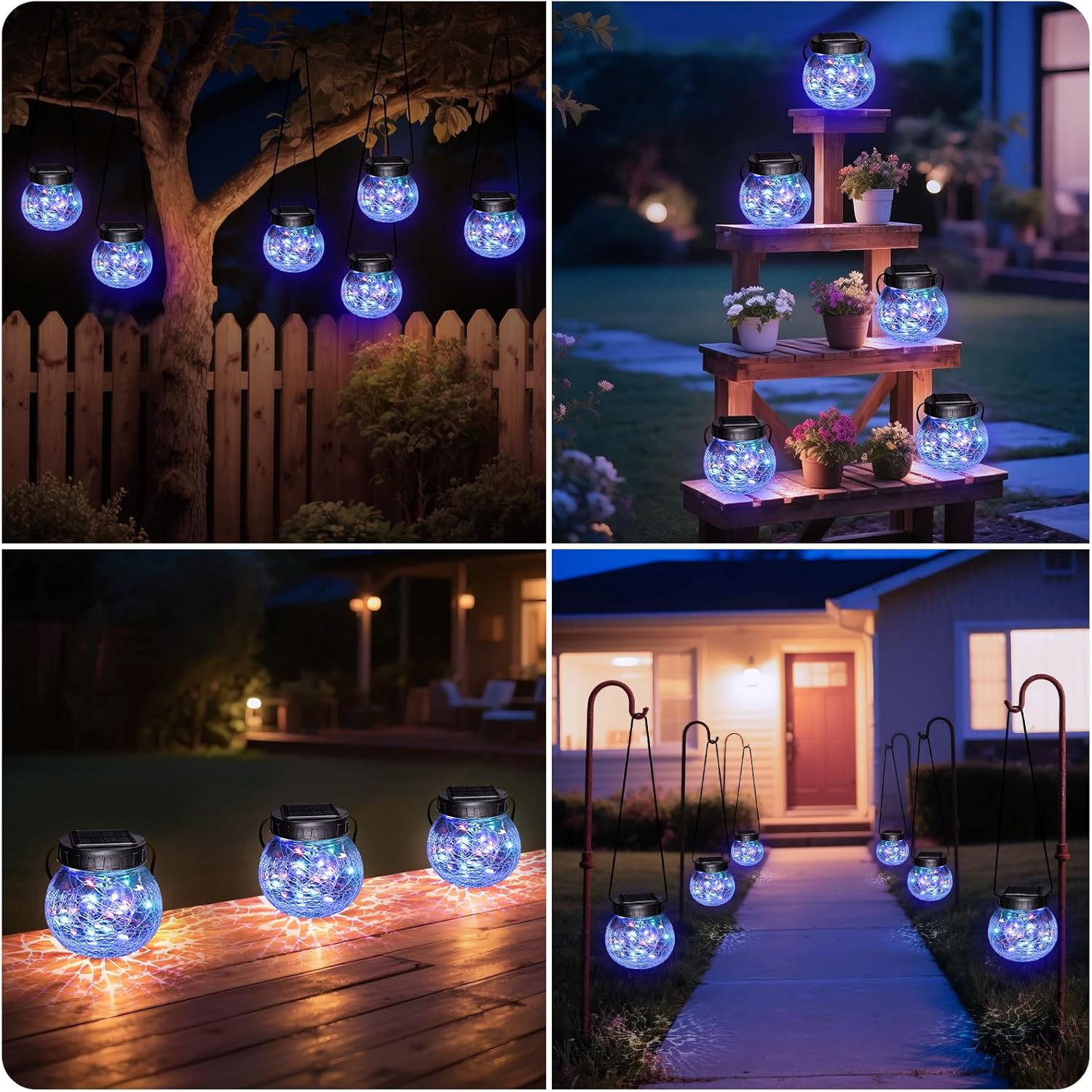 Lanterna Solară Suspendată — Eleganță în Sticlă Crăpată 