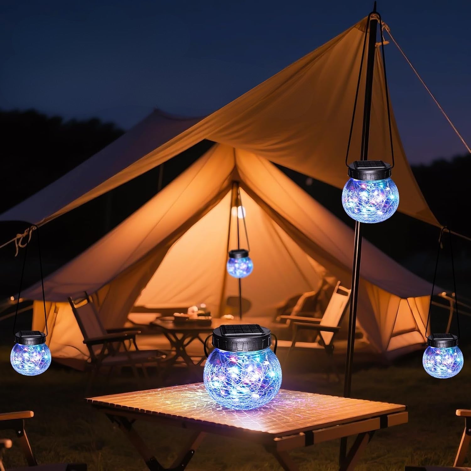 Lanterna Solară Suspendată — Eleganță în Sticlă Crăpată 