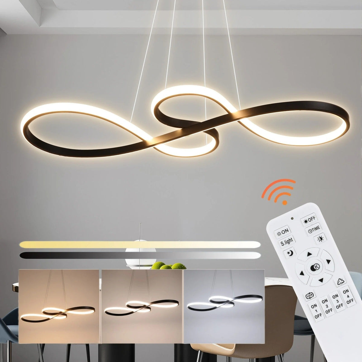Suspensão LED Moderna em Anéis – Design Elegante e Futurista 