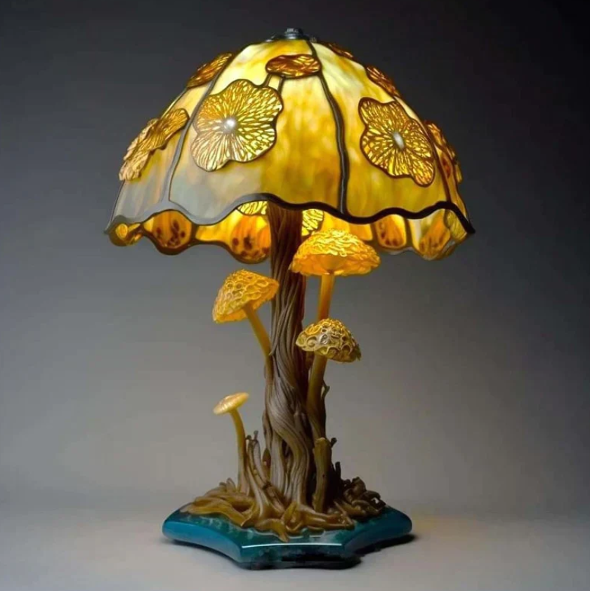 Beruhigende Buntglaslampe – Sanftes Licht und warme Atmosphäre 