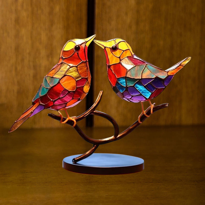 Ornament decorativ – Păsări așezate pe o ramură 