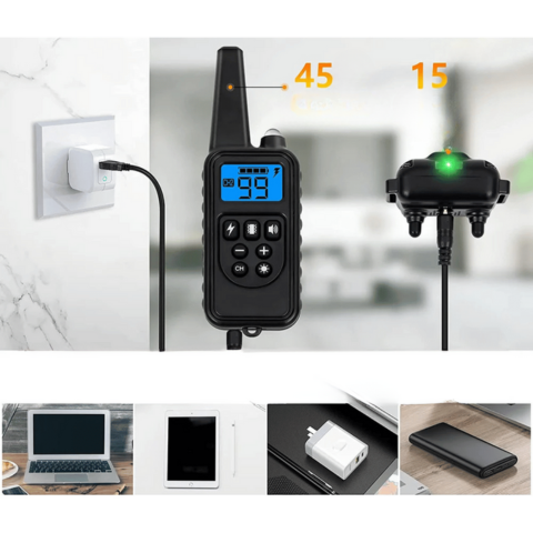 リモートコントロールトレーニングカラー – 着用距離800m、防水で充電可能 