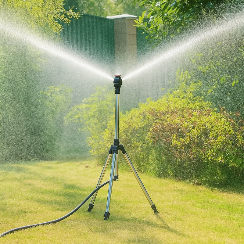 360° Sprinkler auf Stativ – Regelbare und gleichmäßige Bewässerung 