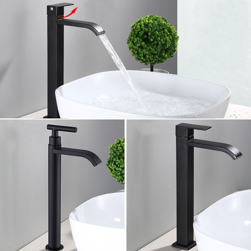 Elevated Basin Faucet – Elegant Matte Black Finish 