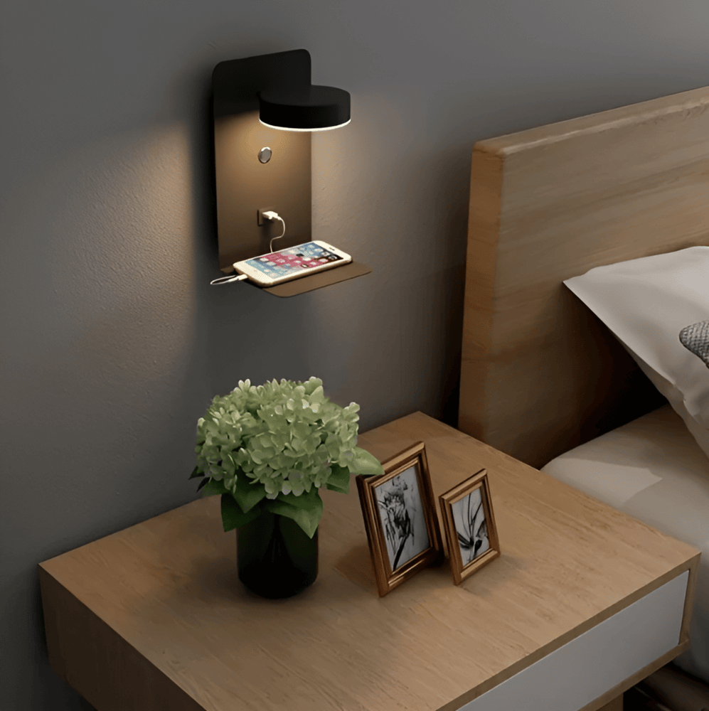 Led-Wandleuchte mit Regal Und USB-Anschluss - Modernes Design & 2-in-1-Funktion