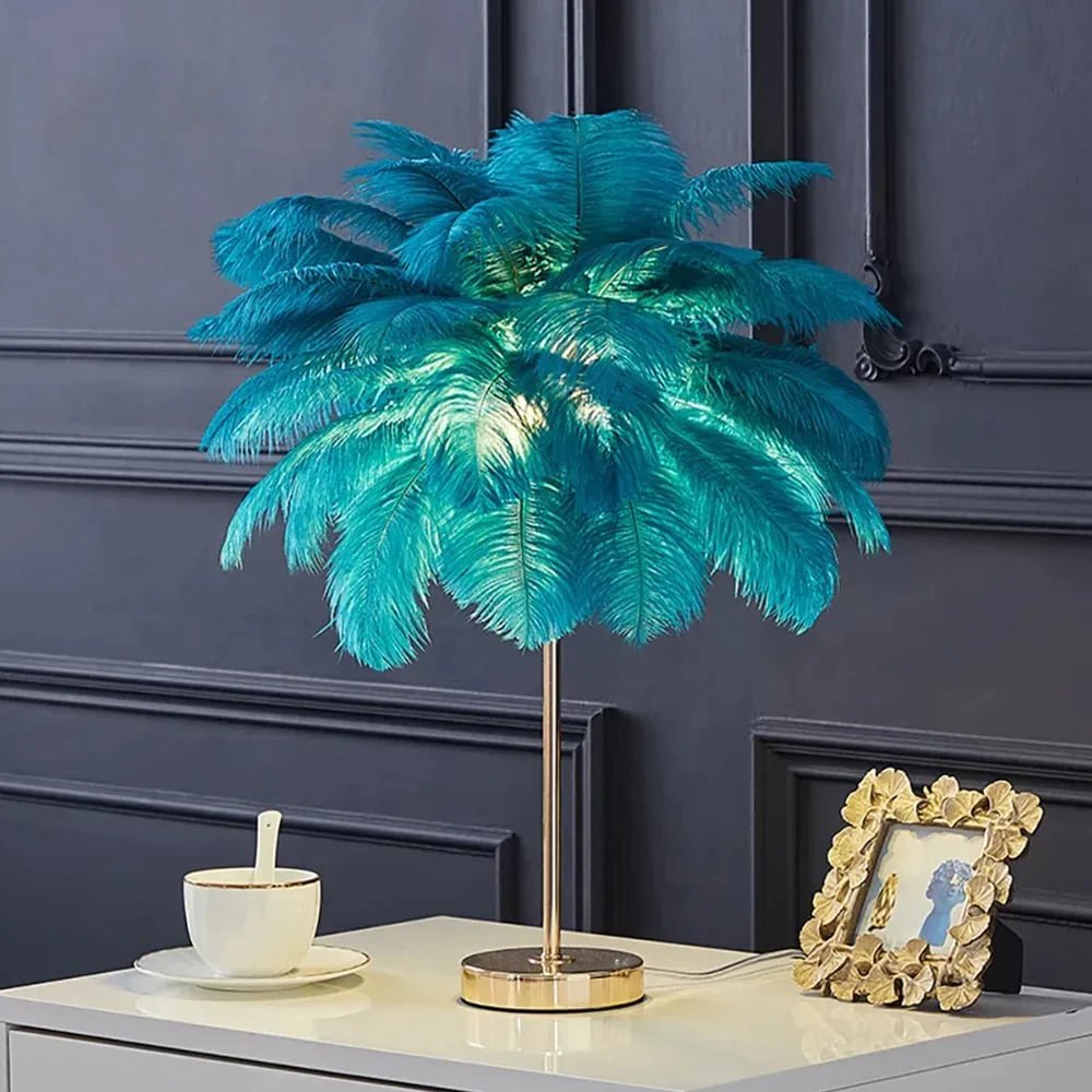 Lampe De Table Aux Plumes Dorées Art Déco