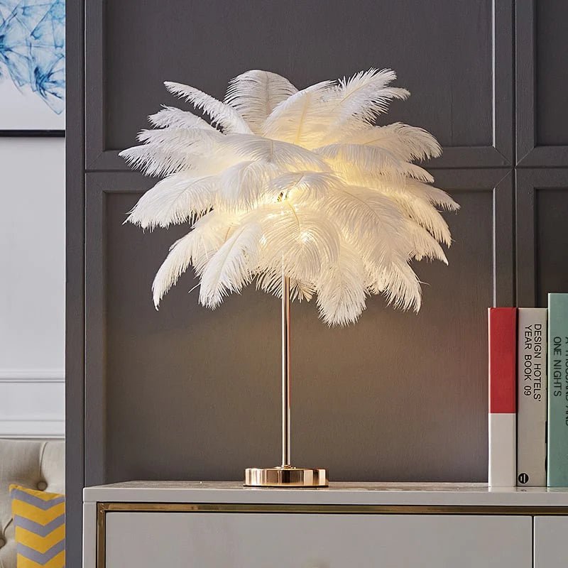 Lampe De Table Aux Plumes Dorées Art Déco — vue 2