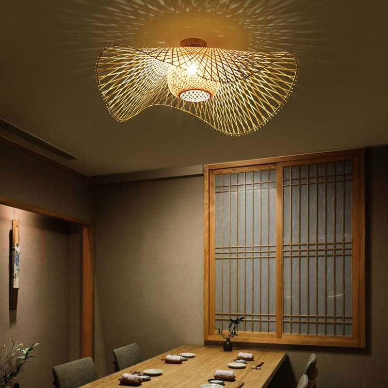 Lampe Suspendue En Osier Style Japonais — vue 3