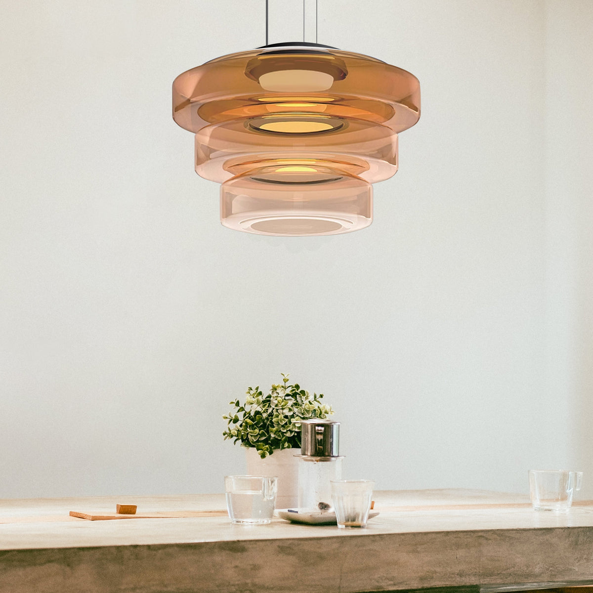 Suspension En Verre Style Bauhaus — vue 3