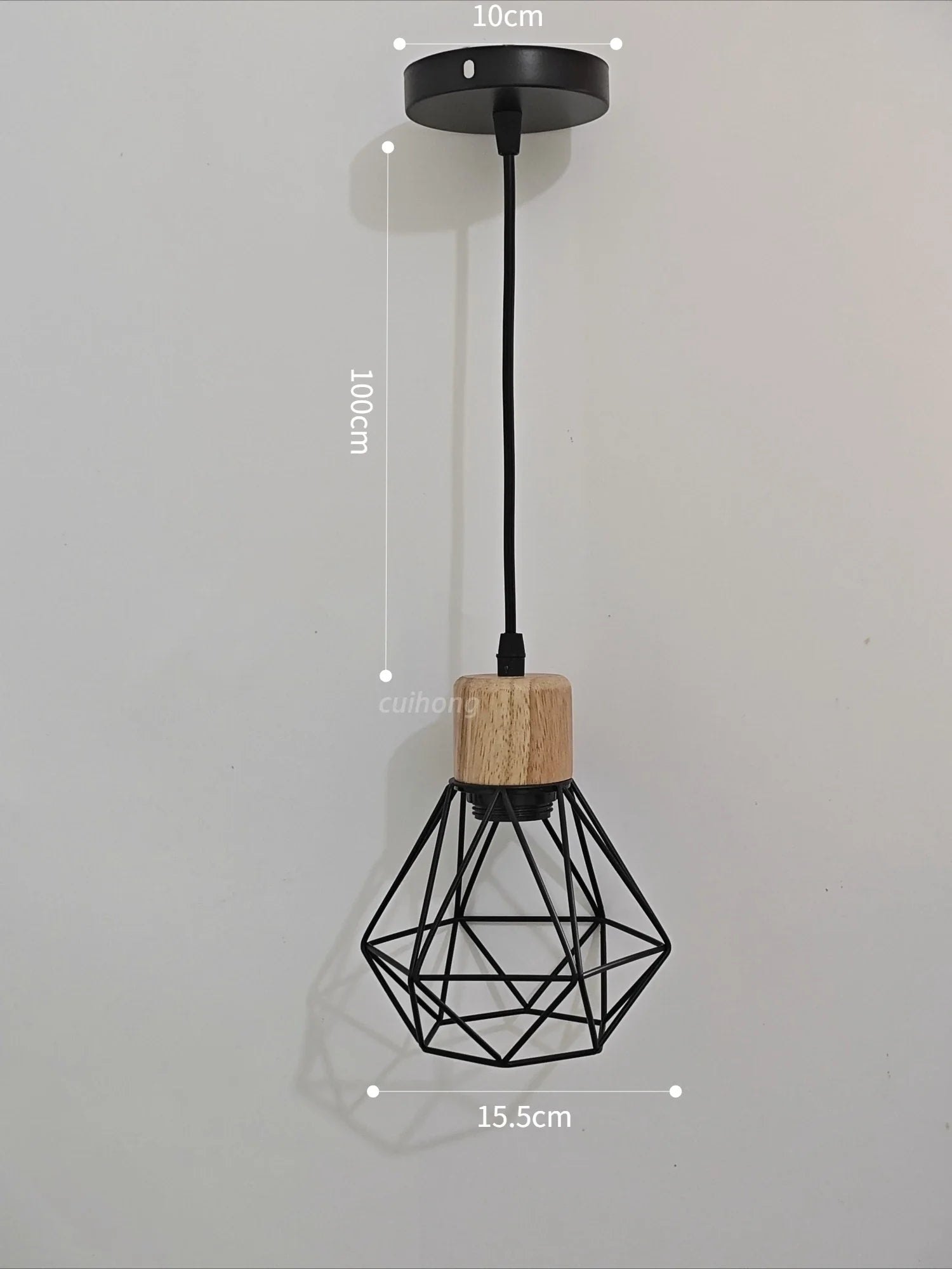 Suspension Cage Métal et Bois Style Vintage Industriel