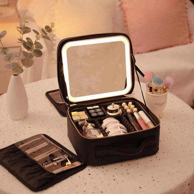 Borsa per trucco a specchio a LED